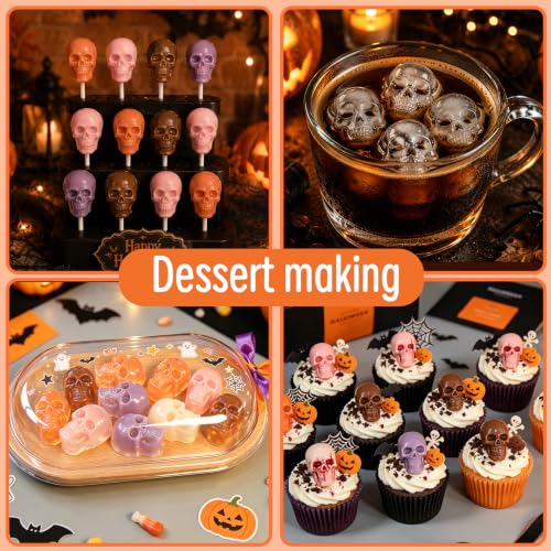 Halloween Mold, 4 Pack Skull Silicone Mold for Chocolate Candy Gummy - color: 4 PCS Halloween skull chocolate molds
