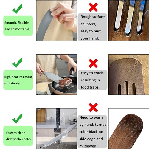 To encounter Silicone Spurtles Set, 7 Piece Nonstick Spurtle Kitchen Utensils, Silicone Spatula, Heat Resistant Spurtle for Salad Stir, Cake Make and Pan-Fried Steak