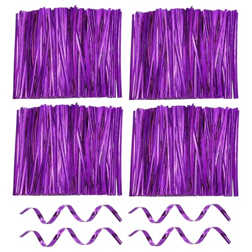 HARFINGTON 1600Pcs Bag Twist Ties 4.7" Reusable Metallic Wire Cable Ties - color: Purple