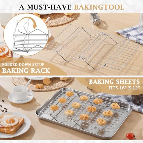 LIANYU Cooling Rack 15"x10", 4-Tier Stackable & Collapsible Cooling Racks