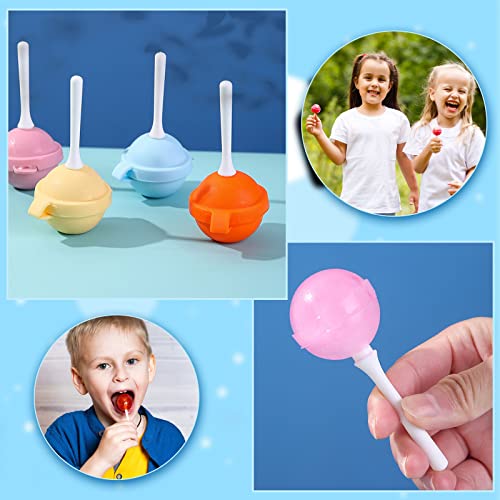 4 Pack Silicone Lollipop Popsicle Molds, BPA Free Reusable Ice Cream Molds with Sticks, DIY Homemade Freezer Treat Maker (Pink/Yellow/Orange/Blue)