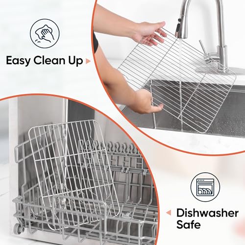 Homikit 2 PCS Cooking & Baking Cooling Rack,15 x 11 Inch Stainless Steel - size: 15.2*11.2 Inch