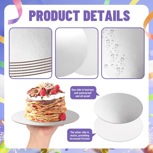 8 Pack 8 Inch Round Cake Boards,Silver Cardboard Cake Rounds - color: Silver, size: 8Inch, style: Classic Round