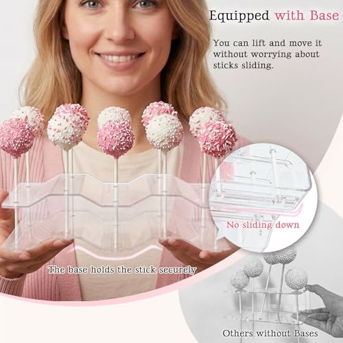 NWK 2 Pieces Cake Pop Stands Set with Sticks Kit (Clear) - color: Clear (with 50pcs sticks)
