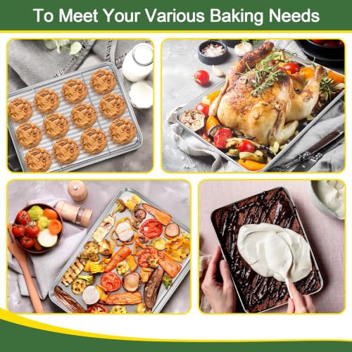 E-far Baking Sheet with Cooling Rack Set (3 Pan + 3 Rack), 16/12.5/9.3 Inch