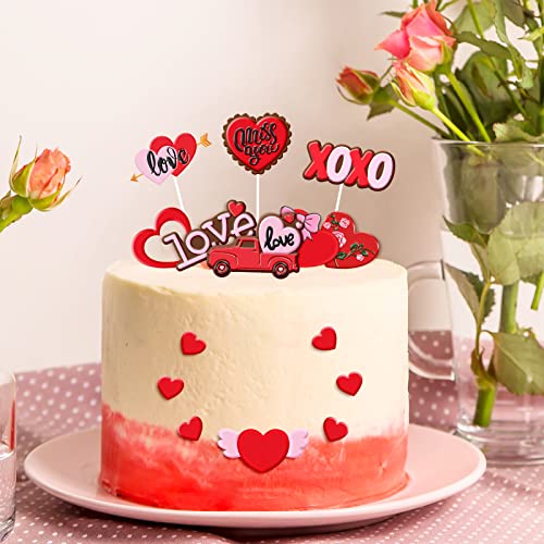 Whaline 4Pcs Valentine's Day Fondant Molds Heart Rose Truck Pattern 3D Silicone Mould Love XOXO Resin Mold Cupcake Cookie Baking Decorating Mould for Wedding Anniversary Mother's Day DIY Candy - style: Valentine's Day