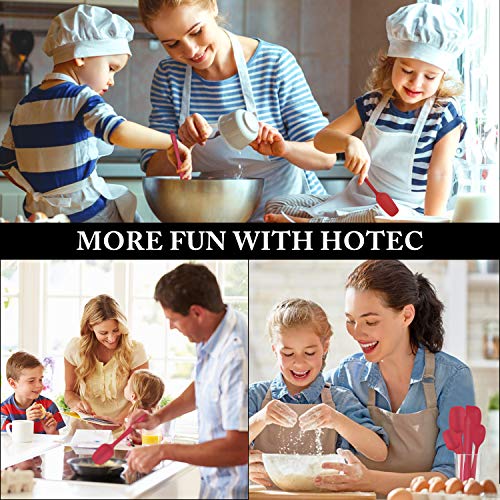 HOTEC BPA Free Silicone Rubber Spatula Set, Red, Set of 5 - color: Red