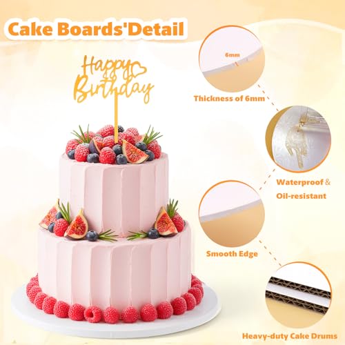 2PCS Cake Boards 12 inch Round, 1/4" Thick White Cake Drums - color: 1/4in-2Pcs-12in