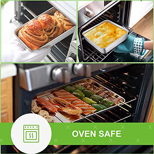 P&P CHEF Baking Pans Set of 6, Stainless Steel Bakeware Set for Cooking