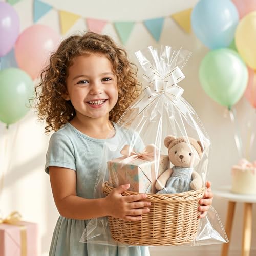 20PCS Clear Cellophane Gift Bags 16x24 Inch Small Gift Basket Wrap Bags - size: 20pcs 16x24 Inch
