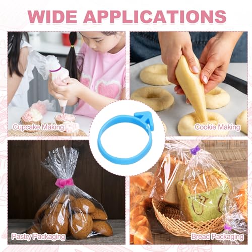 uxcell 60Pcs Pastry Bag Ties Silicone Reusable Piping Bag Ties Cake Blue - color: Blue
