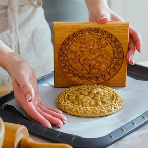 Carved Wooden Gingerbread Cookie Mold,3D Wooden Baking Mold Cookie Biscuit Press Stamp Molds,Cookie Cutter,Cookie Stamp,DIY Biscuit Stamp Mould for Halloween Thanksgiving Christmas,Shape B 10*10*1.9cm - color: Shape B 10*10*1.9cm