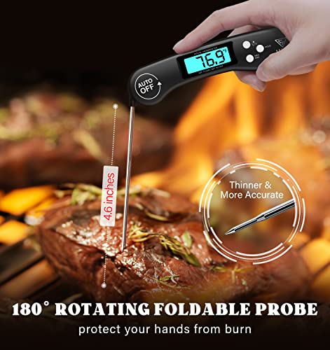DOQAUS Meat Thermometer Digital – Instant Read Food Thermometer for Cooking - color: Night Black