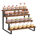 Cupcake Display Stand, 4 Tier Wooden Dessert Stand, Rustic Brown - size: Straight