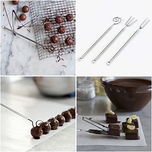 4 Pcs Candy Dipping Tools Kit, Chocolate Dipping Kit for Handmade Chocolates Handmade tools for Dessert (3-head Fork, 2-head Fork, Circle Fork, Skimmer) - size: 4 PCS Dipping Chocolate Tools
