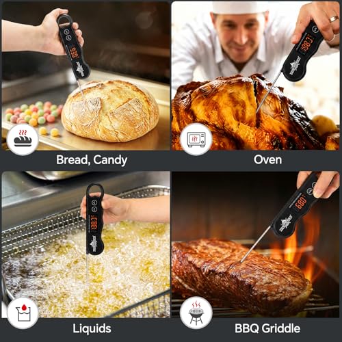 0.3s Fast Read Meat Thermometer – USB-C Rechargeable,Black - color: Black