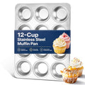 Herogo 12-Cup Stainless Steel Muffin Pan Tin for Baking - size: 12-Cup