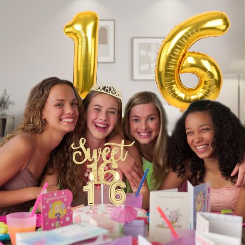 YeohJoy Gold 16th Birthday Decorations for Girls - style: 16th