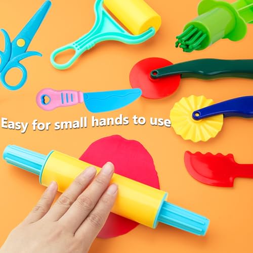 Dough Tool Kit,9 Pcs Basic Clay and Dough Tools Starter Set for Kids Includes Cutters Roller, Rolling Pins, Safety Scissors,Dough Extruder,Plastic Knife - style: 9pcs