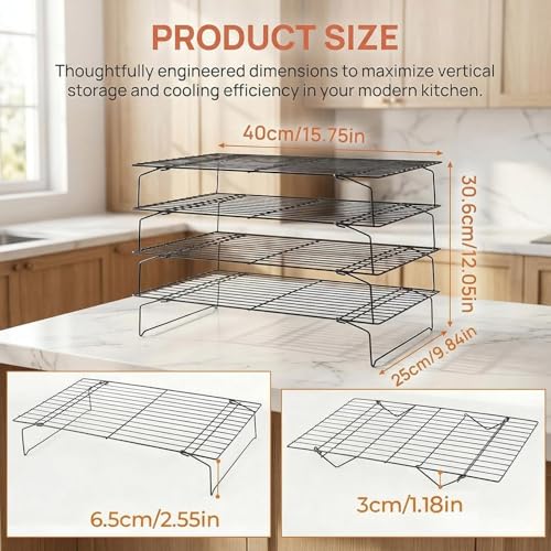 4-Tier Collapsible Cooling Racks Detachable Wire - size: 4 Tier
