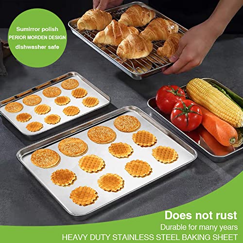 Stainless Steel Baking Pan, Large Cookie Sheet Set for Toaster Oven Tray Pans by Umite Chef, Superior Mirror Finish, Easy Clean, Dishwasher Safe, 12 x 10 x 1 inch, 3 Piece/set - size: 12 * 10 * 1 inch