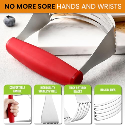 Spring Chef XL Pastry Blender, Durable Dough Blender For Baking - Red - color: Red, size: XL | Classic
