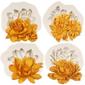 Rose Flower Silicone Mold Sunflower Peony Fondant Molds Set of 4 - color: Style A