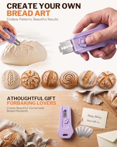 Bread Lame Sourdough Scoring Tool with Extractable & Magnetic Design - color: Purple