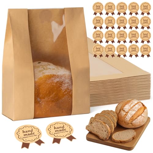 FUNFERY Sourdough Bread Bag for Home Made Bread Sourdough with CuteSticker - color: Regular Sticker, size: 60 Pack