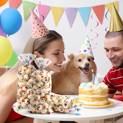 Blulu 100 Pcs Dog Treat Bags Puppy Party Favor, Rainbow Color - color: Rainbow Color