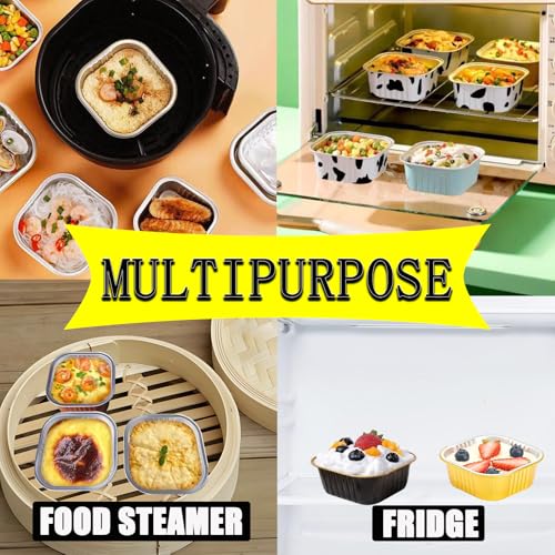 50 Pack 5oz Mini Square Cake Pans with Lids, Black Gold - color: Black/Gold, size: Square