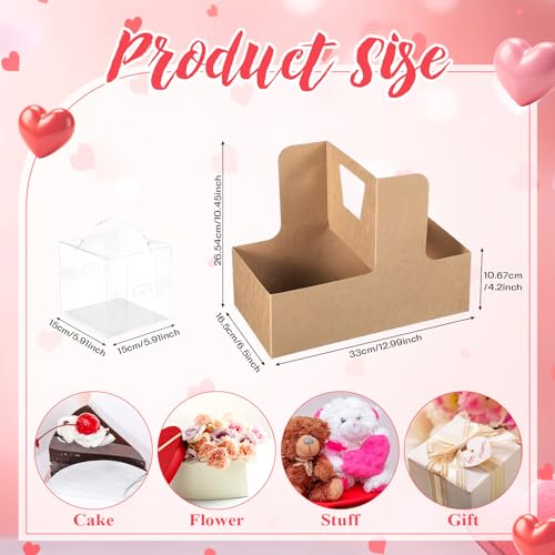Qinyoung 12 Sets Wedding Cake Gift Boxes with Handles(Classic, Kraft Brown) - color: Kraft Brown