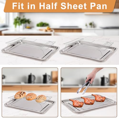 Briout Cooling Rack for Cooking Baking 3 Tiers, 16" x 10" Wire Rack, Silver - color: Silver, size: 16"x10"-3Tier