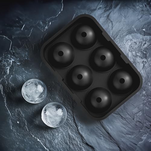 Silicone Ice Cube Trays, 2 Inch Square Ice Molds & Sphere Combo, BPA Free - color: Small 6+6 (Black)