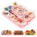 Pink Cupcake Carrier Cupcake Holder with Lid, Cake Container - color: Pink