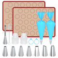 Macaron Silicone Baking Mats, 2 Nonstick Macaroon Mat Silicone, 7 Piping Tips, 2 Piping Bags, 2 Bag Ties, 2 Couplers, 1 Puff Tip, 1 Brushes, 17 Pcs Macaron Baking Kits for Macarons Cookies - color: Red