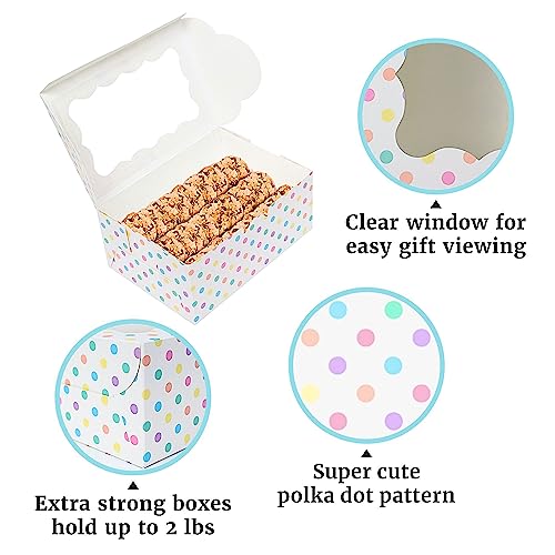 Polka Dot Cookie Boxes - 12 Pack - Pastel Bakery Gift Box with Window - color: Pastel Polka Dots