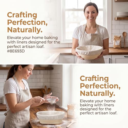 4Pcs Bread Proofing Basket Liners 2 Oval & 2 Round 10 Inch Covers