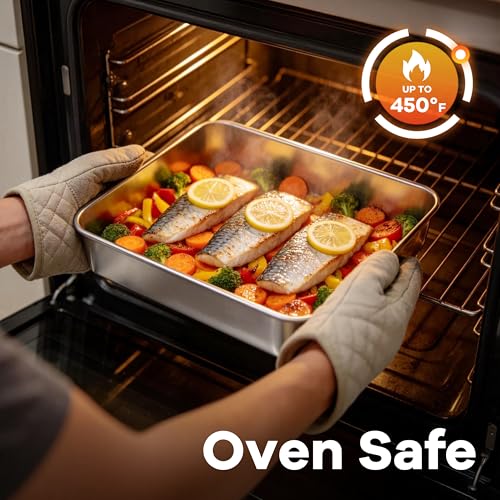 LIANYU 8 x 8 Square Baking Pan with Lid, 8 Inch Stainless Steel Cake Pan - size: 8 x 8 Inch