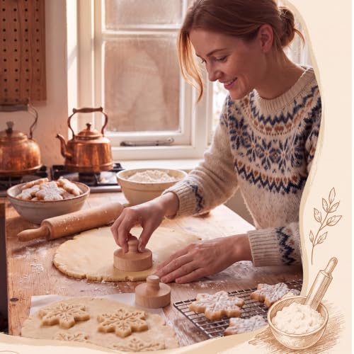 3 Set Snowflake Cookie Stamps, 2.5" Springerle Molds for Baking - style: Snowflake