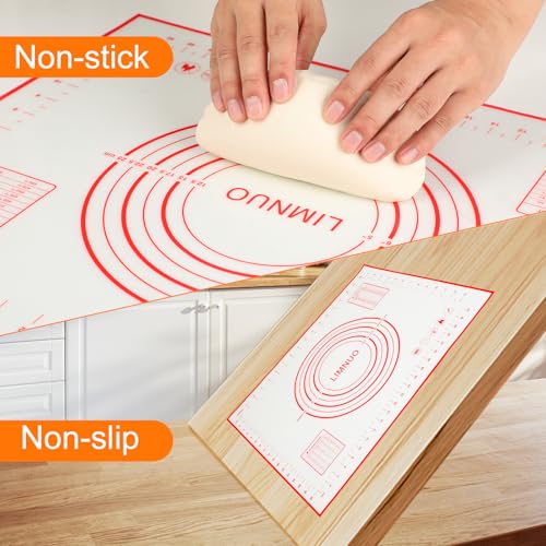 Silicone Baking Mat，Non Stick Rolling Dough with Measurements for Pie Pizza Cookies Fondant Making，Extra Thick Non Slip Silicone Pastry Mat (Red, XL-20"×28") - color: Red, size: 28"L x 20"W