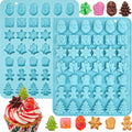 2Pcs Christmas Chocolate Molds, 84-Cavity Mini Christmas Silicone Molds - color: Blue(Christmas)
