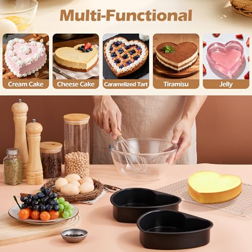 E-far 8 Inch Heart Cake Pan, 3 Pcs Nonstick Heart Shaped Cake Mold - color: Black, size: 8-Inch (Set of 3)
