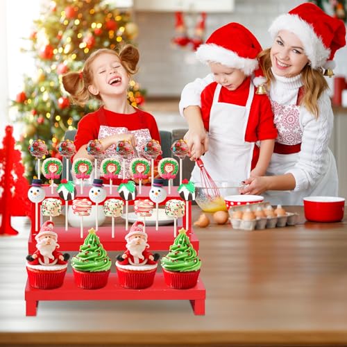 Wooden Lollipop Holder, Dessert Display for Wedding & Birthday Party Tables - color: Red-1P