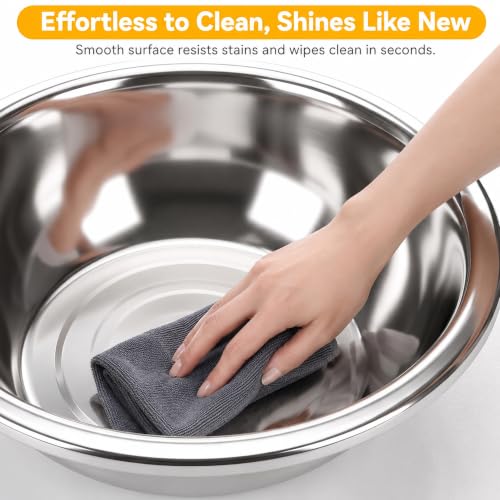 4 Pcs 7 Qt Colander Stainless Steel Set, 2 Bowls & 2 Strainers