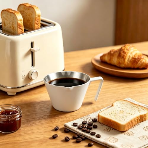 1 Pc Stainless Steel Espresso Shot Cup with Dual Scale, 3.4oz/100ml, White - color: 03_ White 1pc