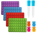 4Pcs Gummy Candy Molds - Silicone Gummy Bear Molds with 2Pcs Dropper,Non-stick and Bpa Free for Candy Chocolate Gummies Baking - color: 4pcs Gummy Bear Molds