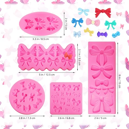 5 Packs Bows Silicone Mold Bow Chocolate Mold Bows Silicone Fondant Molds for Cake Decoration - style: Bow
