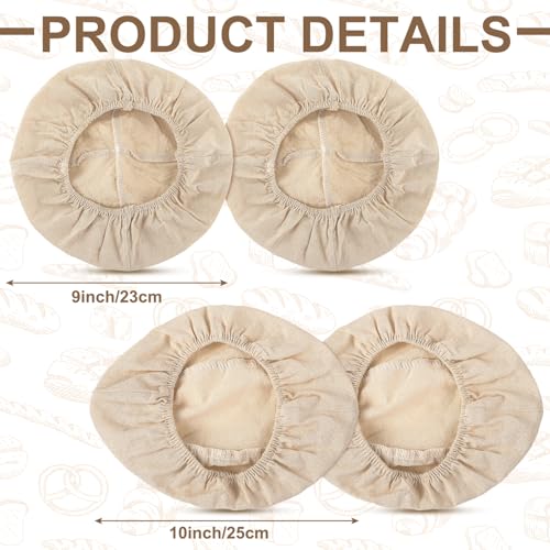 Tatuo 6 Pack Banneton Bread Proofing Cloth Liner, 10" Oval, 9" Round