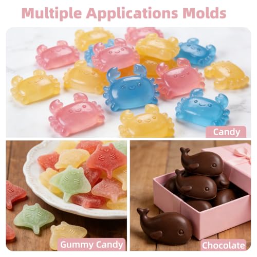 Fu Store Ice Cube Tray Silicone Ice Cube Trays with Cute Marine Life Shapes - color: Pink